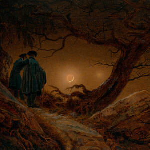 Two Men Contemplating The Moon #5 by Caspar David Friedrich
