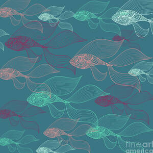 Beta Fish Animals Pattern  by Mark Ashkenazi