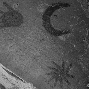 Chaco Canyon Supernova Petroglyph Black And White by Adam Jewell