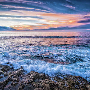 Crashing Waves at Sunset in La Jolla by David Levin