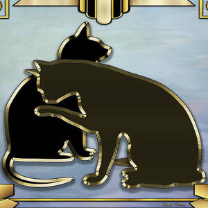 Deco Cats - Blue by Chuck Staley