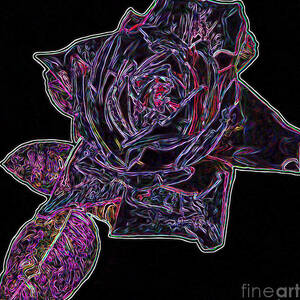Purple Neon Rose Digital Art by Brenda Landdeck - Pixels, neon