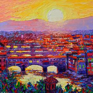 Florence Sunset 5 Modern Impressionist Abstract City Impasto Knife