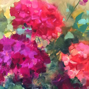 Shy Plums and Pink Peonies Painting by Nancy Medina | Fine Art America