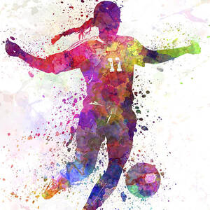Girls playing soccer football player silhouette Painting by Pablo ...