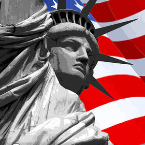 New York - Statue of Liberty Head - Red White Blue Sticker for