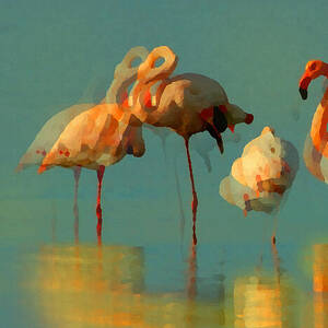 Impressionist Flamingo Abstract by Shelli Fitzpatrick