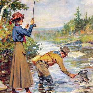 Man And Woman By Stream by Philip R Goodwin