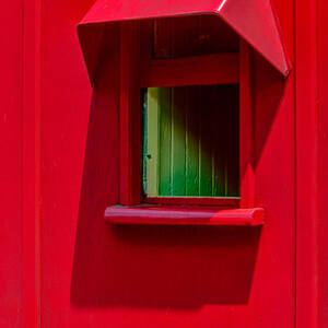 Red Caboose Window In Shade by Gary Slawsky
