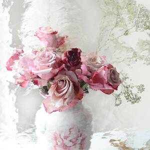 French Shabby Chic Romantic Impressionistic Pink Roses - Painted Pink ...