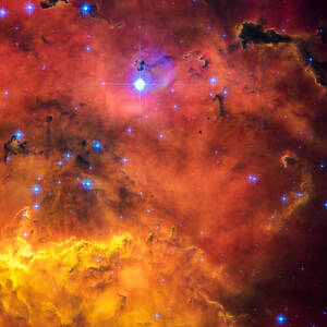 Space image red orange and yellow nebula by Matthias Hauser