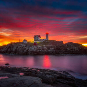 Sunrise over Nubble Light by Darren White