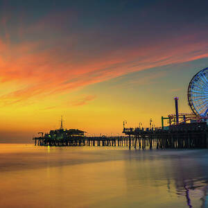 Visitors enjoy sunset above Santa Monica Pier in Los Angeles Photograph by  Miroslav Liska - Fine Art America