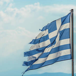 Tattered Greece Flag by Benny Marty
