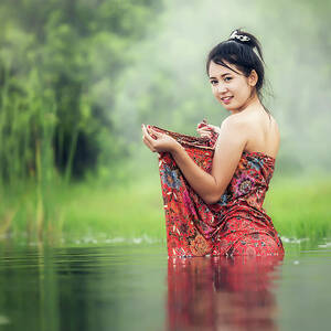 Asian Sexy Woman Bathing In Creek Photograph By Sasin Tipchai Fine