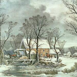 Winter in the Country - the Old Grist Mill by Currier and Ives