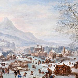 Details about   Jan Griffier Winter Scene With Skaters Art Print Framed 12x16 