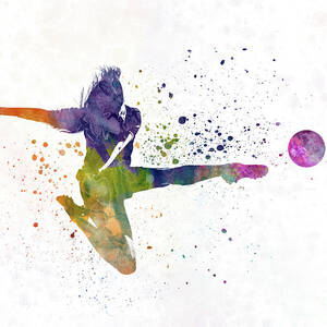 Woman soccer player 09 in watercolor Painting by Pablo Romero - Fine ...