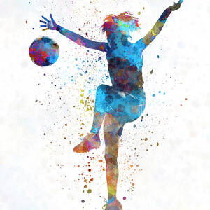 Woman soccer player 08 in watercolor Painting by Pablo Romero | Fine ...