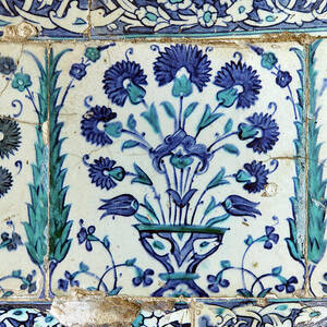 Iznik lapis  tiles with flower pattern  #1 by Steve Estvanik