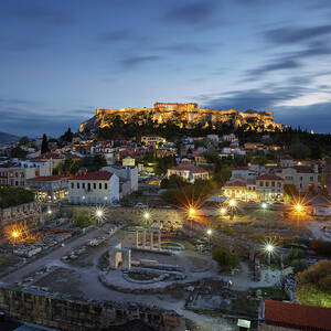 View Of Acropolis From A Roof Top Coctail Bar At Sunset, Greece. #3 by Cavan Images