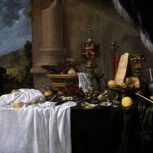 Andries Benedetti / 'Table with Desserts', Middle 17th century, Flemish School. by Andries Benedetti -c 1615-c 1669-