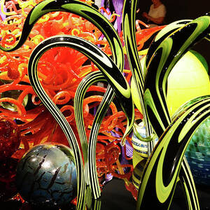 Blown glass in abstract shapes by Steve Estvanik