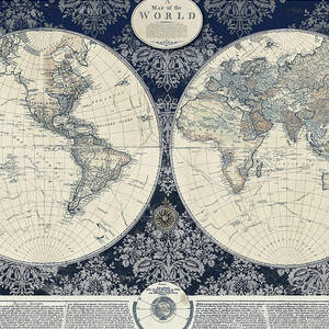 World Map In Gold And Gray Digital Art by Elizabeth Medley