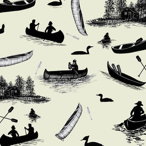 Canoe Pattern Black Cream by Sher Sester