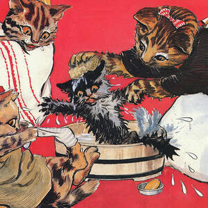 Louis Wain Cats Called Cats Destroying Garden Vintage Print 