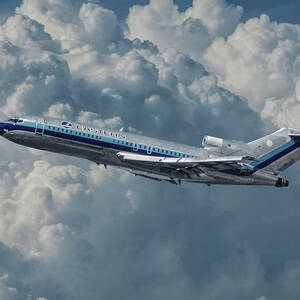 Eastern Airlines 727 with Billowing Clouds by Erik Simonsen