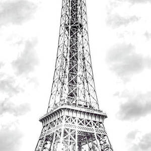 Paris France - Eiffel Tower - Line Drawing - Travel Decor - Black & White -  Printable Wall Art – Happy Cat Prints