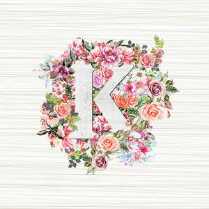 Floral Watercolor Monogram - K - Monogram K - T-Shirt