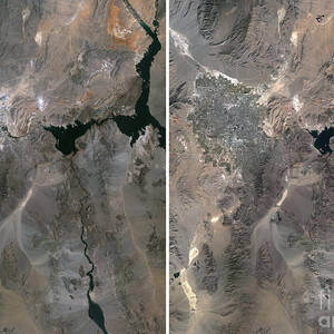 Las Vegas In 1984 And 2022 by Planetobserver/science Photo Library