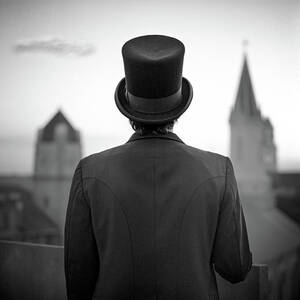 Man Standing Front Of Cathedral by Eddie O'bryan