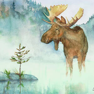 Moose and Tree by Joe Baltich