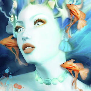 Queen of the ocean Hand Towel by EllerslieArt - Pixels