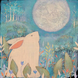 Rabbit And Moon by Sue Davis