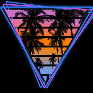 Synthwave Retrowave Sunset with palms 80s style design Gift print ...