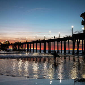 Silhouette Of Surfer At Huntington by Panoramic Images