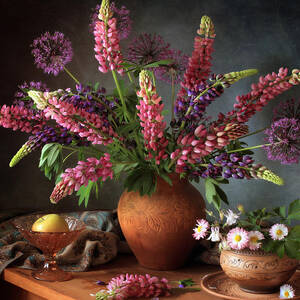 Still Life With A Bouquet Of Lupine by Tatyana Skorokhod (??????? ????????)