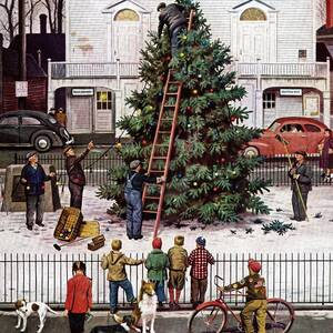 Tree In Town Square by Stevan Dohanos