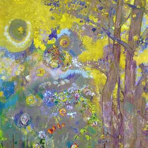 Trees on a yellow Background - Digital Remastered Edition by Odilon Redon
