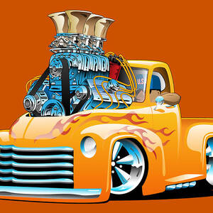 Hot · rod · carro · de · corrida · motor · desenho · animado · legal ·  muscle · car - ilustração de vetor © jeff_hobrath (#8428036)