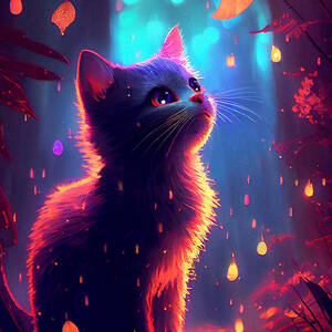 Cute Cat #3 Mixed Media by SampadArt Gallery Fine Art America