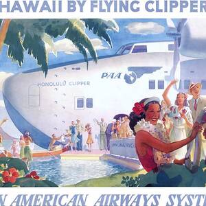 Qantas Airways Hawaii Rogers 1960s Vintage Airline Travel Poster Fine Art Print 