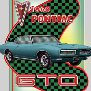 Pontiac GTO Red Cut Out Garage Metal Sign By Rudy Edwards 15.6x18.5 