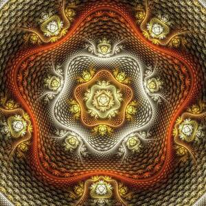 Abstract Fractal Snakeskin Pattern orange and yellow by Matthias Hauser