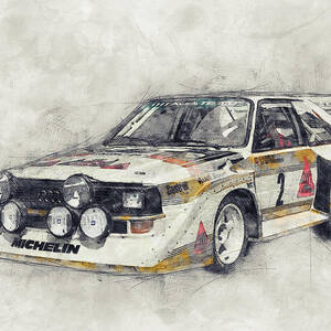 Audi Quattro 1 - Rally Car - 1980 - Automotive Art - Car Posters by Studio Grafiikka