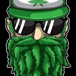 Beard from Cannabis Leaves Weed Hipster Smoker by Mister Tee
